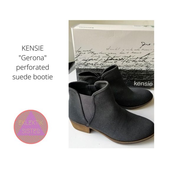 KENSIE | Gerona dark grey suede perforated bootie - Picture 1 of 7